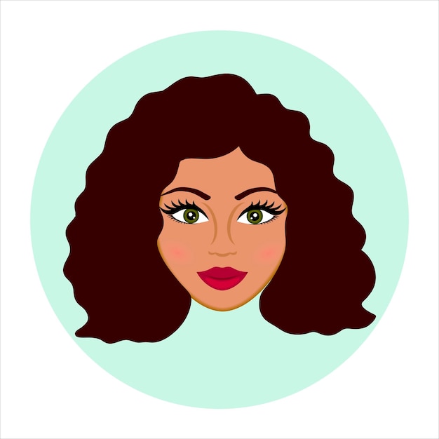 Latina woman avatar Curly hairstyle Dark wavy hair