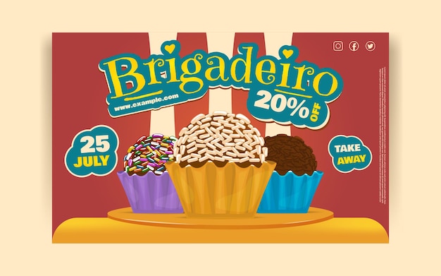 Latinamerican food brazilian food chocolate brigadeiro banner vector design