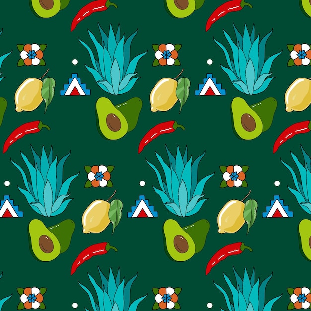 Latinamerican food hand drawn vector seamless pattern