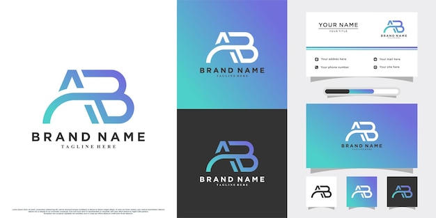 Latter logo design initial AB with imodern concept and business card