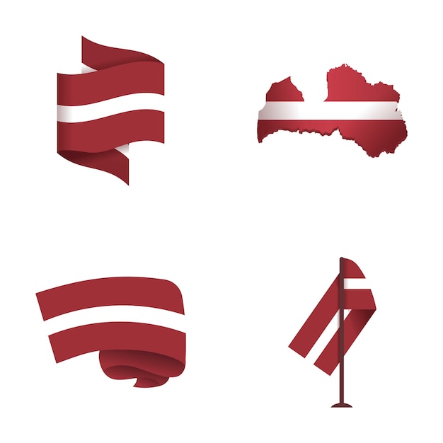 Latvia flag collection various styles