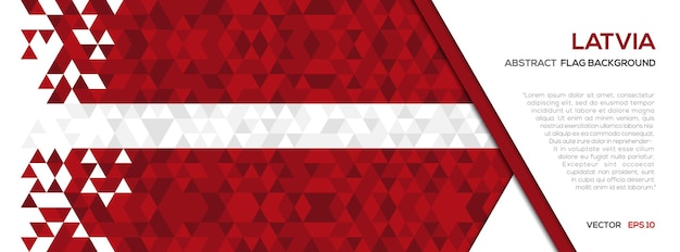 Latvia flag with Abstract polygon Geometric Shape background