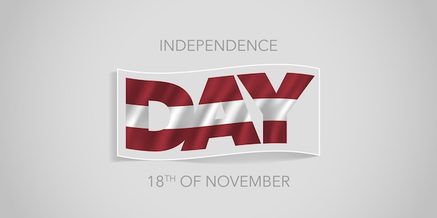 Latvia happy independence day vector banner, greeting card. Latvian wavy flag in nonstandard design for 18th of November national holiday