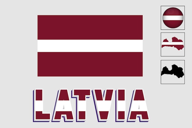 Latvia map and flag in vector illustration