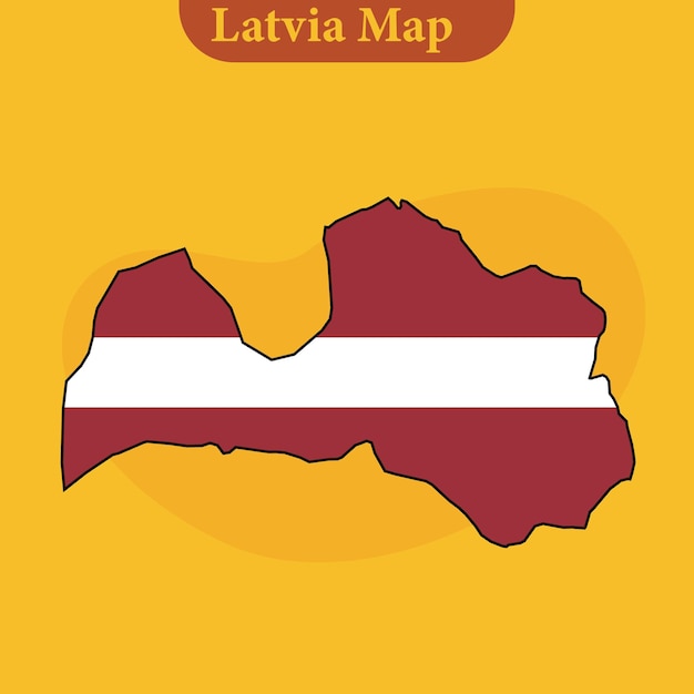 Latvia map vector with regions and cities lines and full every region