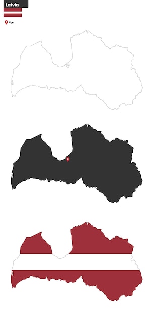 Latvia political map with capital city Riga national flag and borders European country