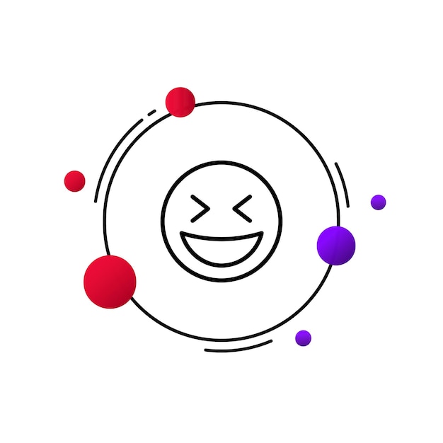 Laughing emoticon line icon Joke laugh funny cheerful fun joy express facial expressions Emotion concept Vector line icon for Business and Advertising