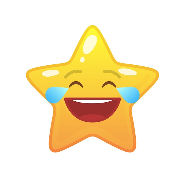 Laughing tears star shaped comic emoticon