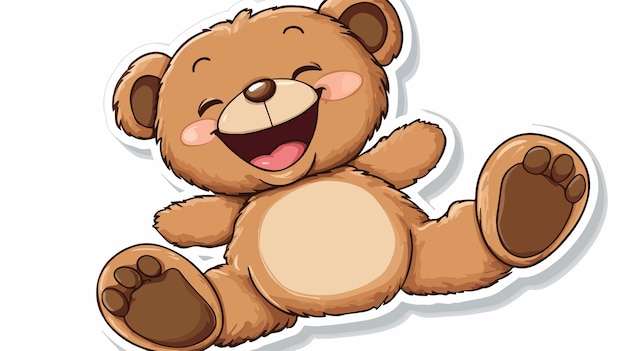 Vector laughing teddy bear cartoon sticker