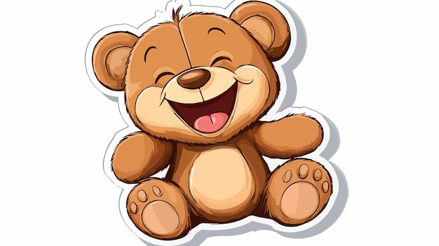 Vector laughing teddy bear cartoon sticker