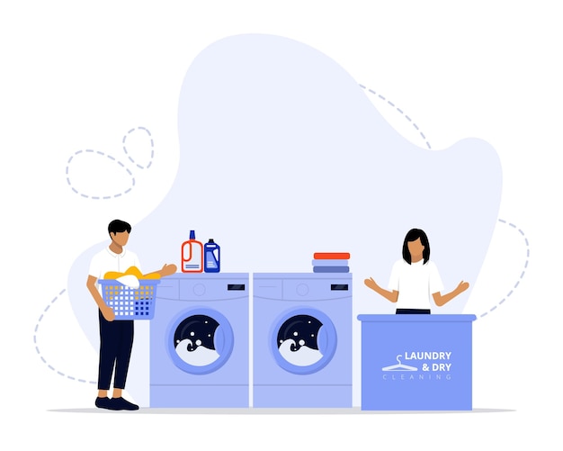 Laundry and dry cleaning services concept illustration