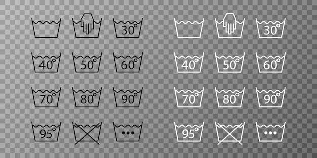 Laundry icons washing symbols and signs for cloth