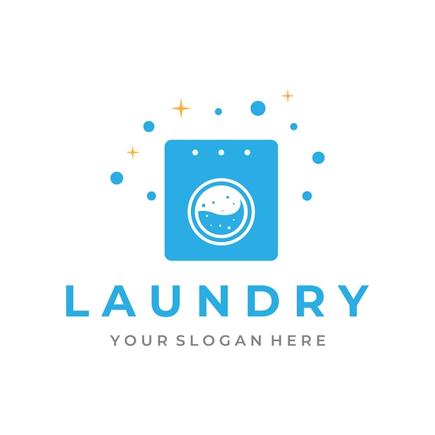 Laundry logo template creative design with the concept of washing machine clothes or clothing foam Logo for washing badgecompany