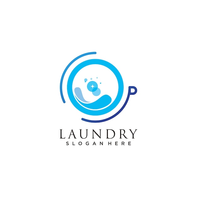 Laundry logo with creative design premium vector