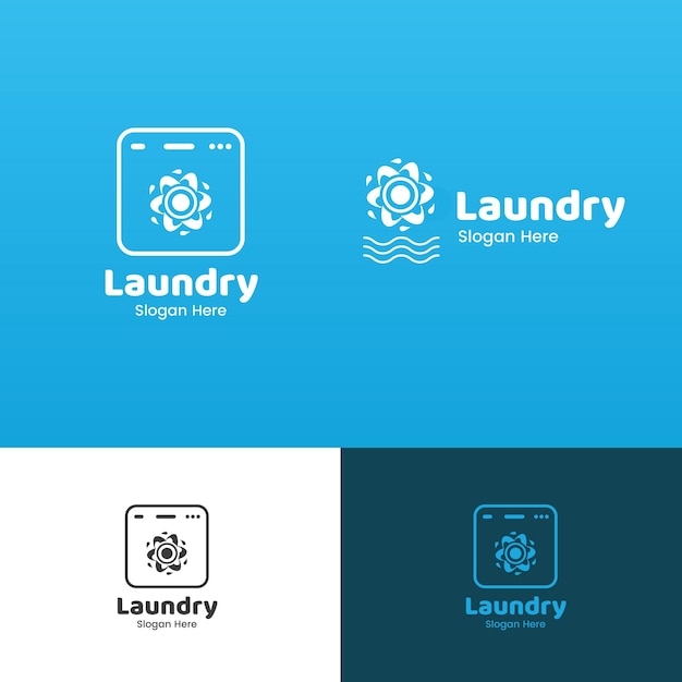 Laundry Logo With Round Water simple modern style white blue color