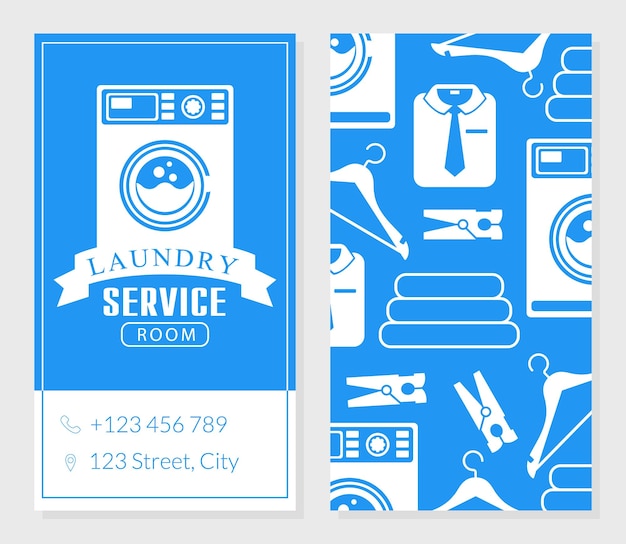 Vector laundry service business card template two sides of invitation card vector illustration