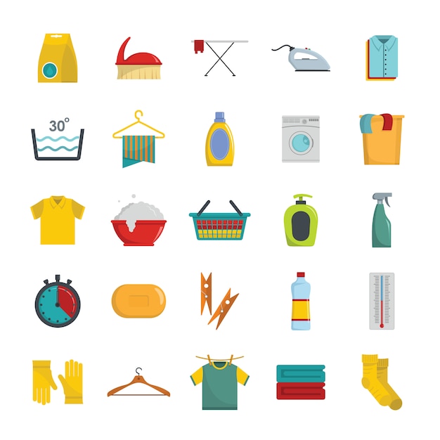 Laundry service icons set