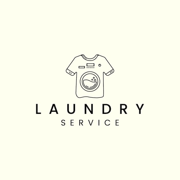 Laundry shirt with line art style logo icon template design washing machine soap water vector illustration