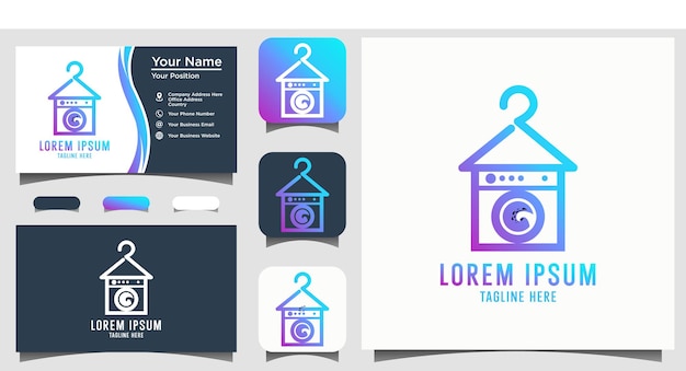 laundry washing machine logo design template