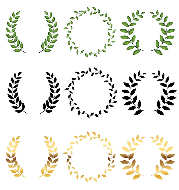 Laurel wreath Collection set isolated