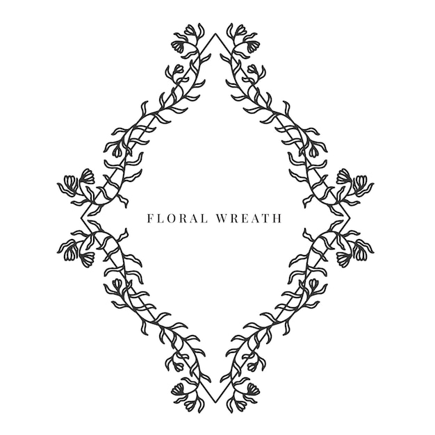 Laurel wreath Hand drawn Floral for decoration