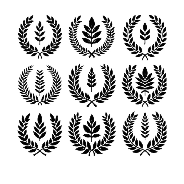 Laurel Wreath Icon White Minimal laurel sign silhouette vector illustration