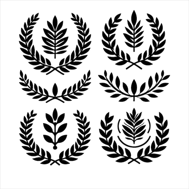 Laurel Wreath Icon White Minimal laurel sign silhouette vector illustration