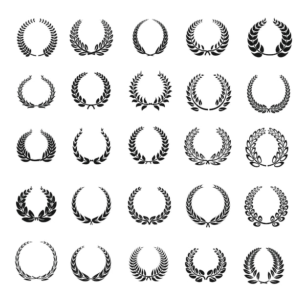 Laurel wreath icons set