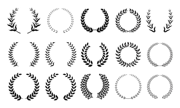 Laurel wreaths set Collection of laurel wreaths Vector illustration