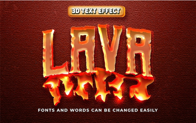 Vector lava flame 3d editable text effect style