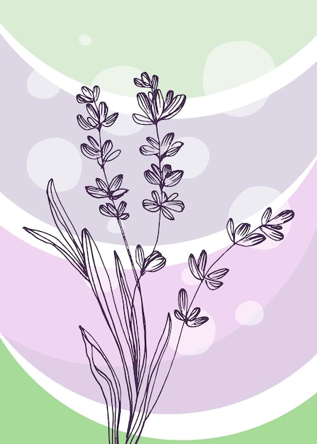 Lavender Abstract Hand Painted Illustrations for Wall Decoration Postcard Social Media Banner