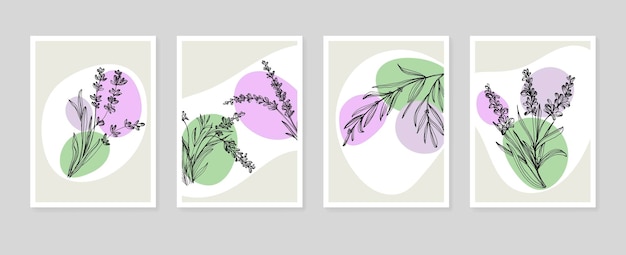 Lavender Abstract Hand Painted Illustrations for Wall Decoration Postcard Social Media Banner