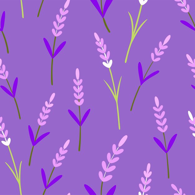 Vector lavender flower seamless pattern vector art and illustration