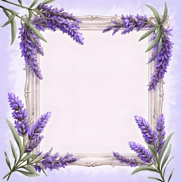 Vector lavender frame a soft lavender flower frame with sprigs gently wrapping around