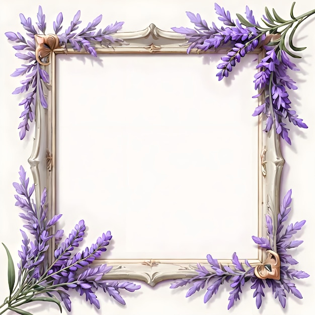 Vector lavender frame a soft lavender flower frame with sprigs gently wrapping around