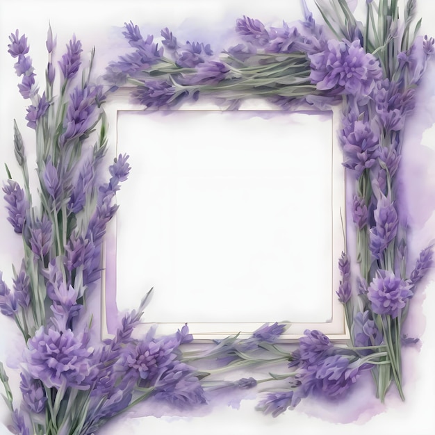 Vector lavender frame a soft lavender flower frame with sprigs gently wrapping around