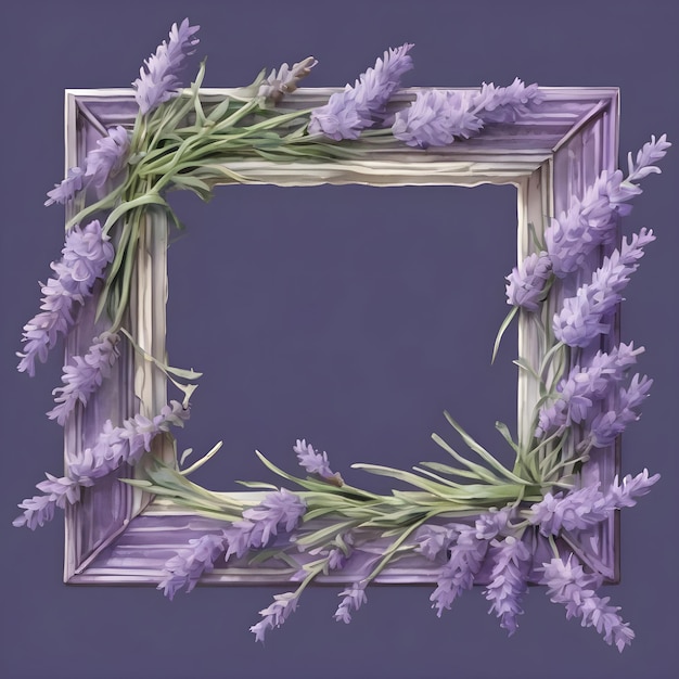 Vector lavender frame a soft lavender flower frame with sprigs gently wrapping around