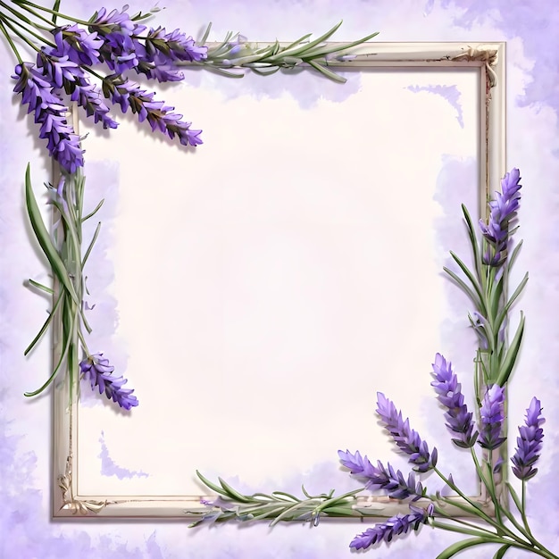 Vector lavender frame a soft lavender flower frame with sprigs gently wrapping around