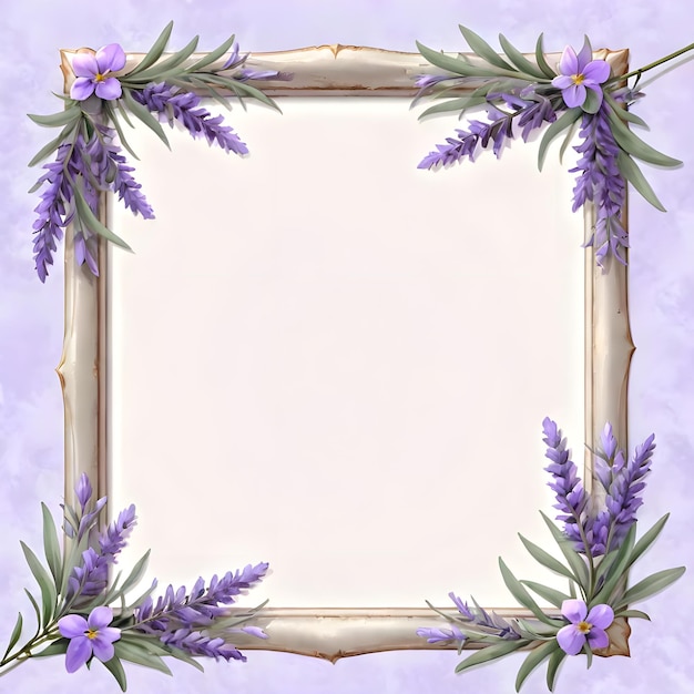 Vector lavender frame a soft lavender flower frame with sprigs gently wrapping around