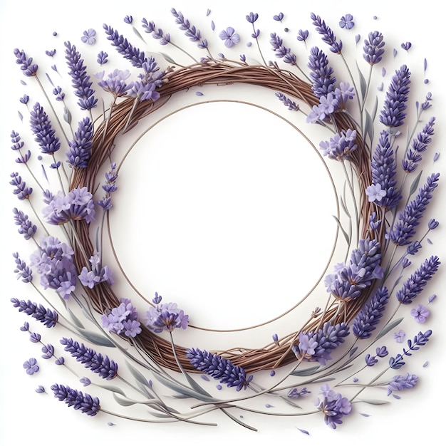 Vector lavender frame a soft lavender flower frame with sprigs gently wrapping around