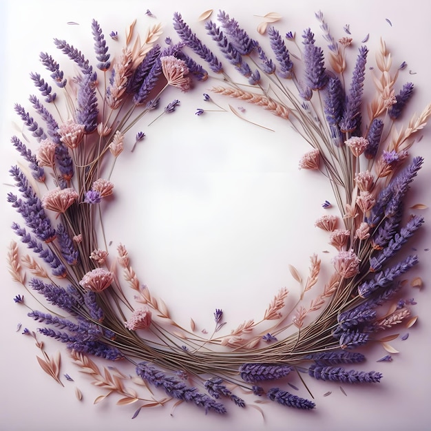 Lavender Frame A soft lavender flower frame with sprigs gently wrapping around