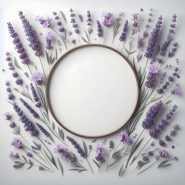 Lavender Frame A soft lavender flower frame with sprigs gently wrapping around