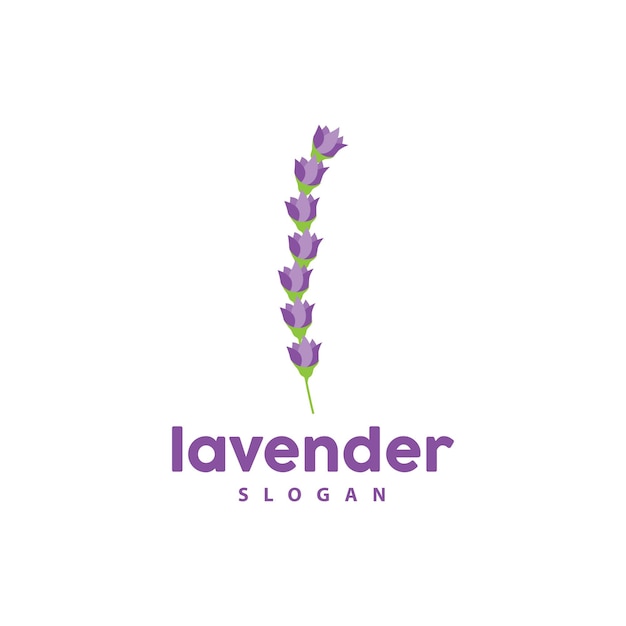 Lavender Logo Simple Elegant Purple Flower Plant Vector Greeting Card Design Banner Flower Ornament Lavender Hand Drawn Wedding Icon Symbol Illustration