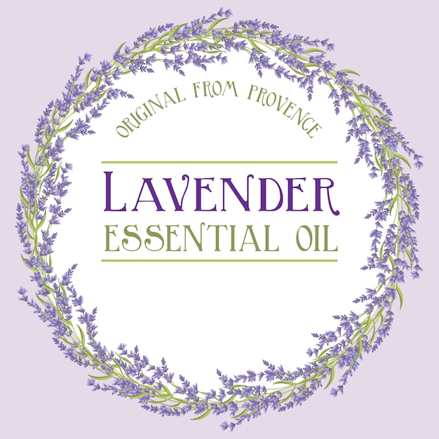 Lavender wreath label essential oil