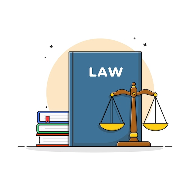 Vector law books with scale of justice vector illustration advocacy element concept design