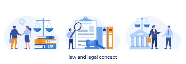 Law firm and legal services concept, lawyer consultant, flat illustration vector banner template website