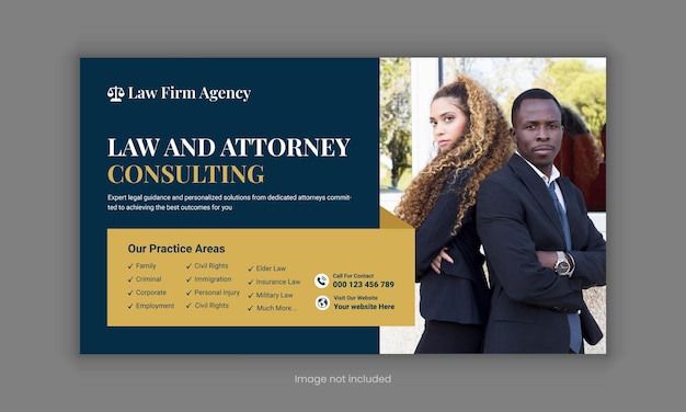 Law firm services social media post design or law consulting web banner Instagram post template