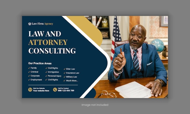 Law firm services social media post design or law consulting web banner Instagram post template