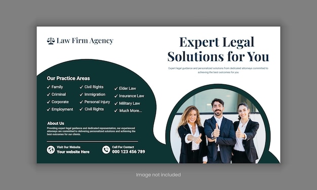 Law firm services social media post design or law consulting web banner Instagram post template