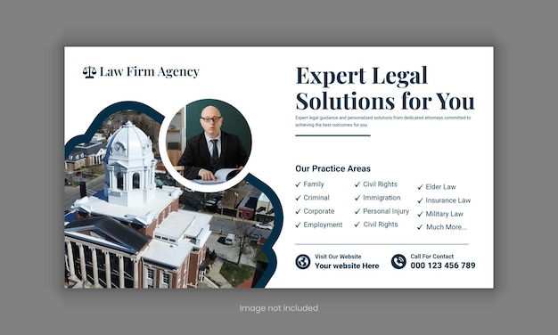 Law firm services social media post design or law consulting web banner Instagram post template